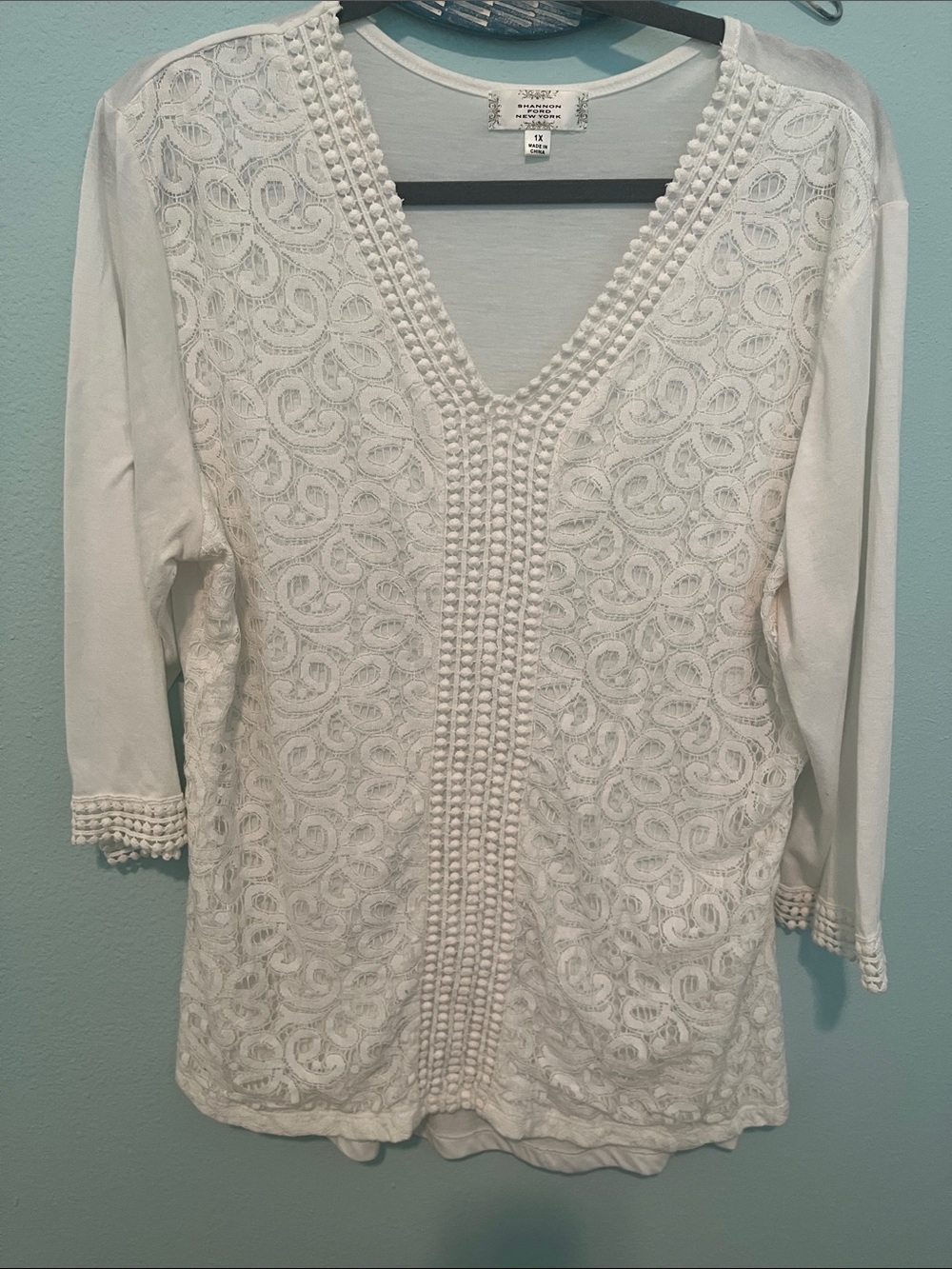 Shannon Ford White Embroidered V-Neck Tunic